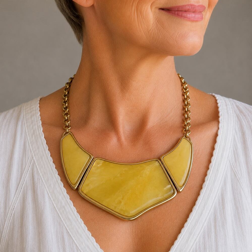 Chico's Yellow Gold Bib Necklace